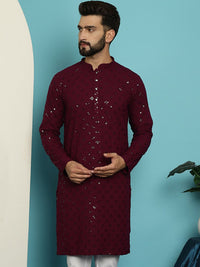 SOJANYA Dihiasi Kolar Mandarin Kurta Lurus Kapas Tulen