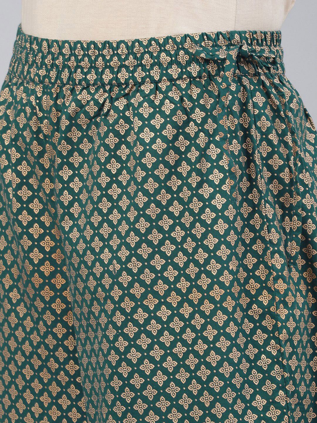 Varanga Women Green Floral Embroidered Kurta with Palazzos