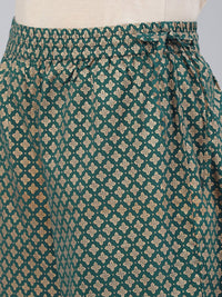 Varanga Women Green Floral Embroidered Kurta with Palazzos