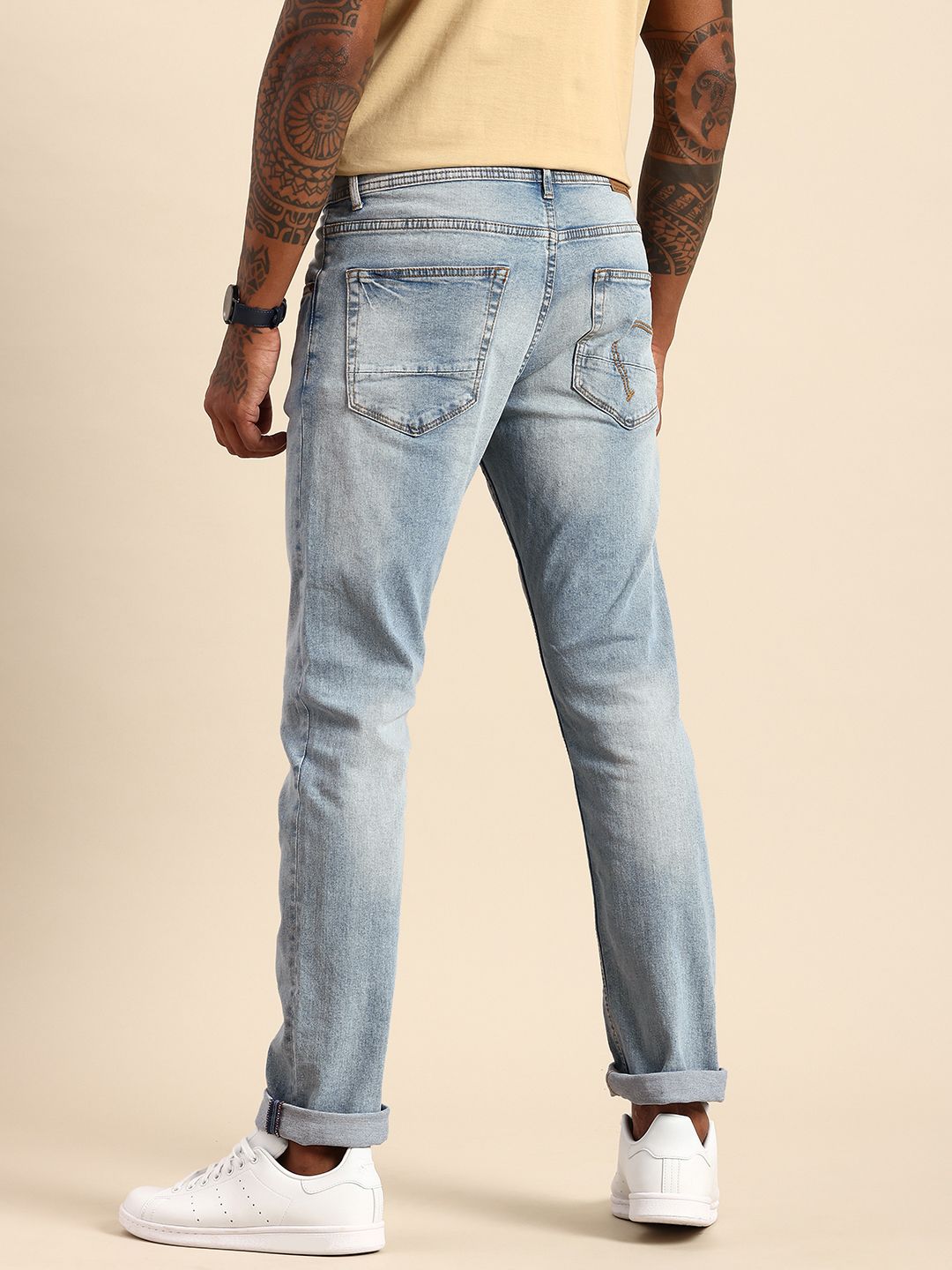 Being Human Men Straight Fit Light Fade Stretchable Jeans