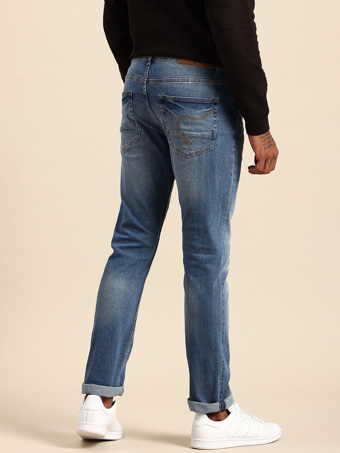 Being Human Men Straight Fit Heavy Fade Stretchable Jeans