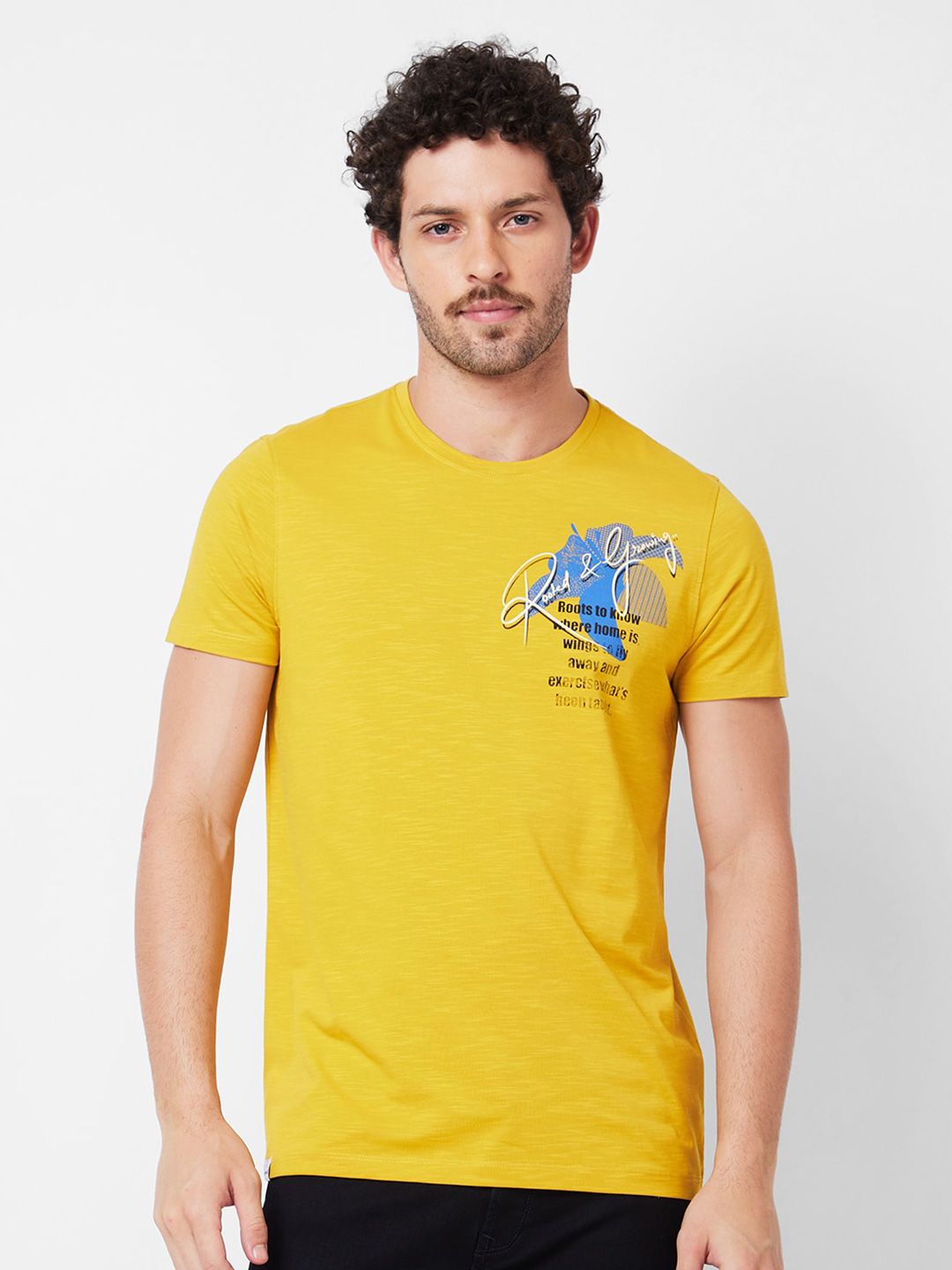 SPYKAR Typography Printed Cotton Slim Fit T-shirt