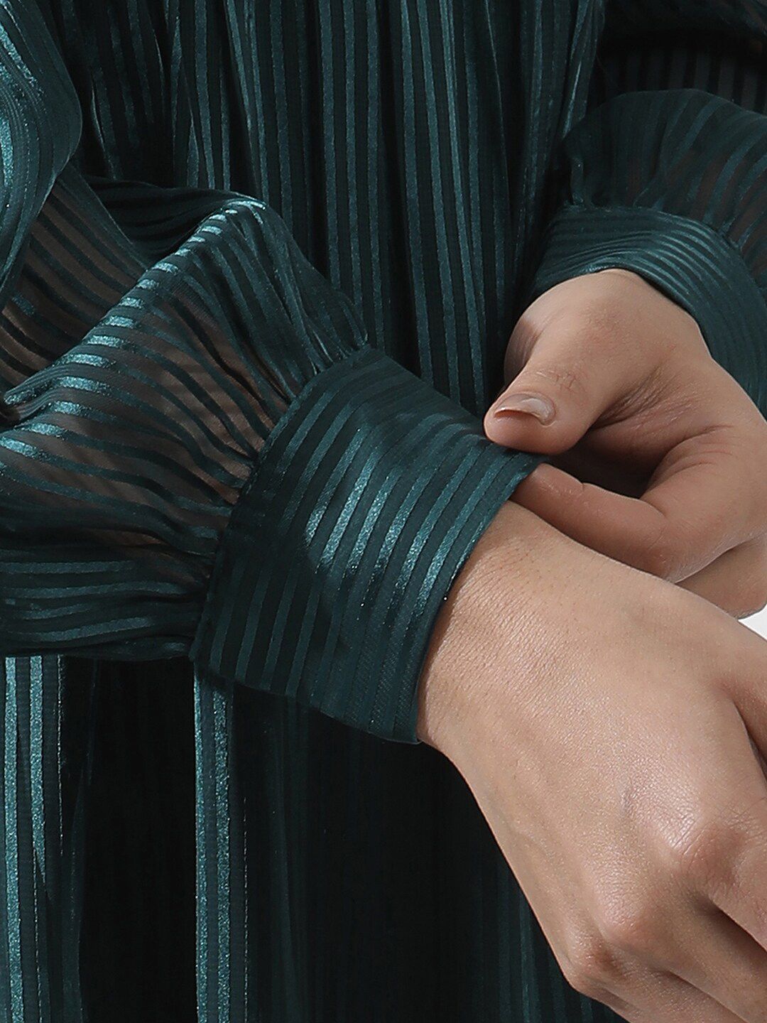 W Self Design Striped Fit & Flare Dress