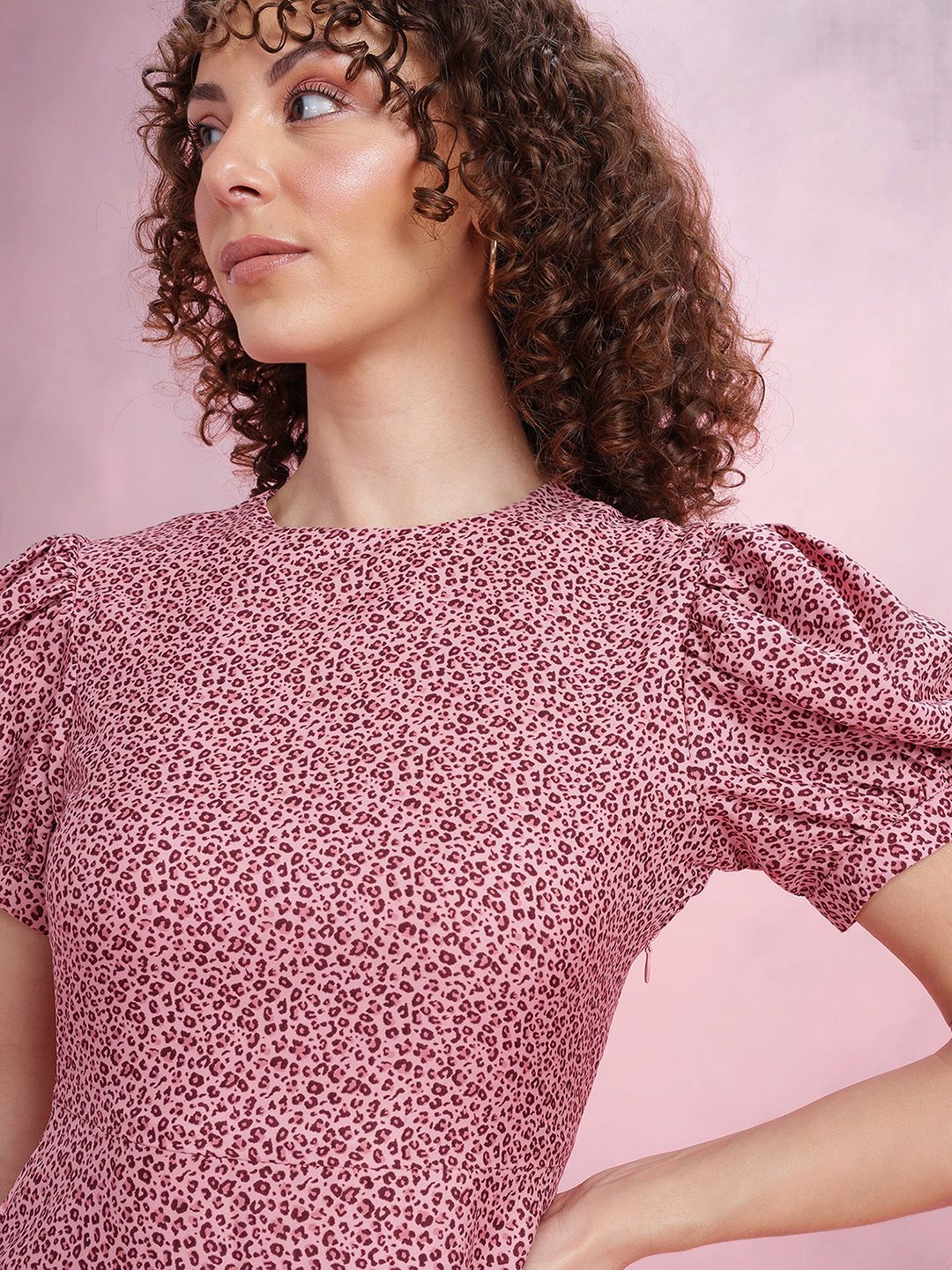 DressBerry Printed Puff Sleeve Fit & Flare Dress