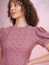 DressBerry Printed Puff Sleeve Fit & Flare Dress