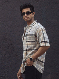 Powerlook Black India Slim Cotton Checked Casual Oversized Shirt