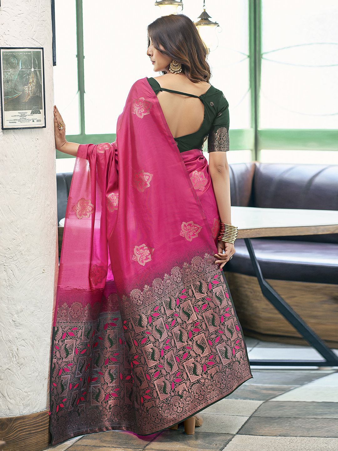 KALINI Floral Zari Silk Blend Saree