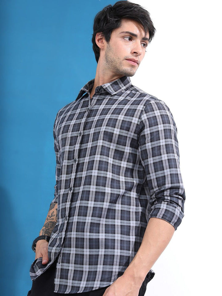 HIGHLANDER Slim Fit Tartan Checks Checked Casual Shirt