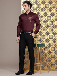 House of Pataudi Pure Cotton Embroidered Party Shirt