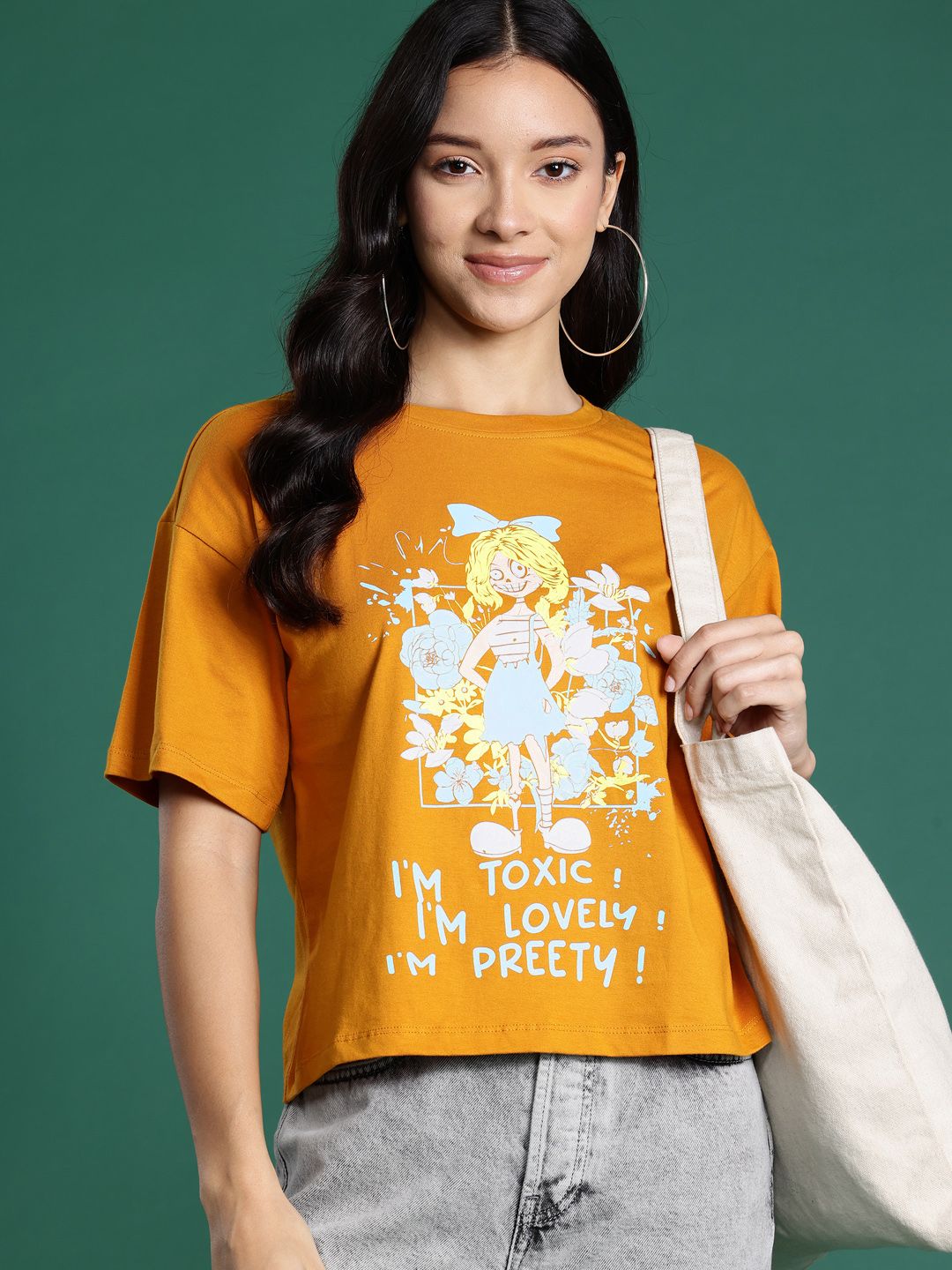 DressBerry Printed Drop-Shoulder Sleeves Pure Cotton T-shirt