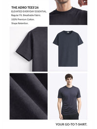 ADRO Typography Printed Round Neck Short Sleeves Regular Fit Pure Cotton T-shirt