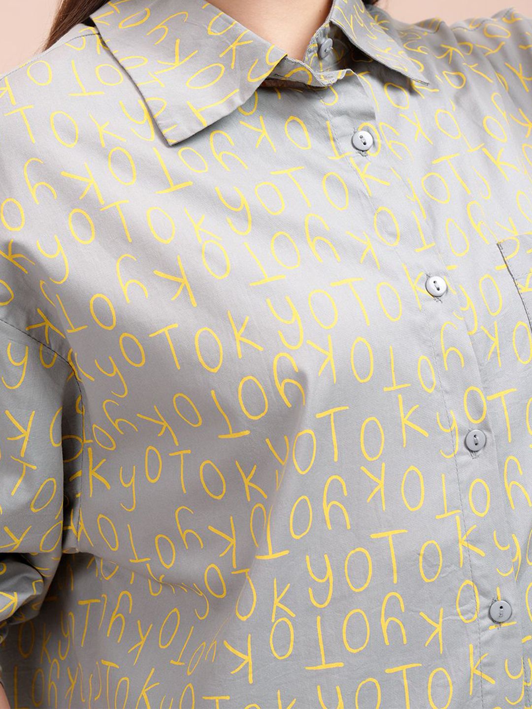 Tokyo Talkies Women Printed Button Down Full Slleve Shirt