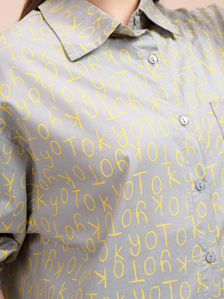 Tokyo Talkies Women Printed Button Down Full Slleve Shirt