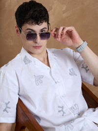 DENNISON Men Embroidered Oversized Cuban Collar Shirt