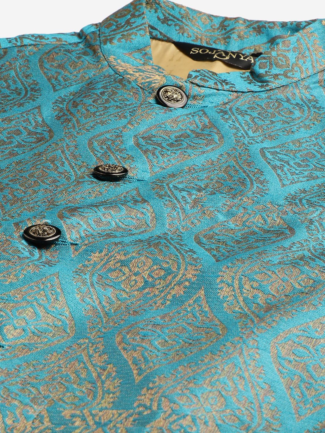 SOJANYA Kurta Hitam Lelaki dengan Jaket Churidar & Nehru