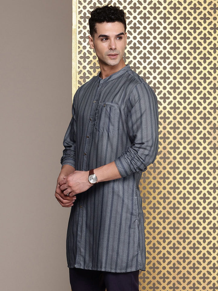 House of Pataudi Ethnic Motifs Printed & Striped Rozana Kurta