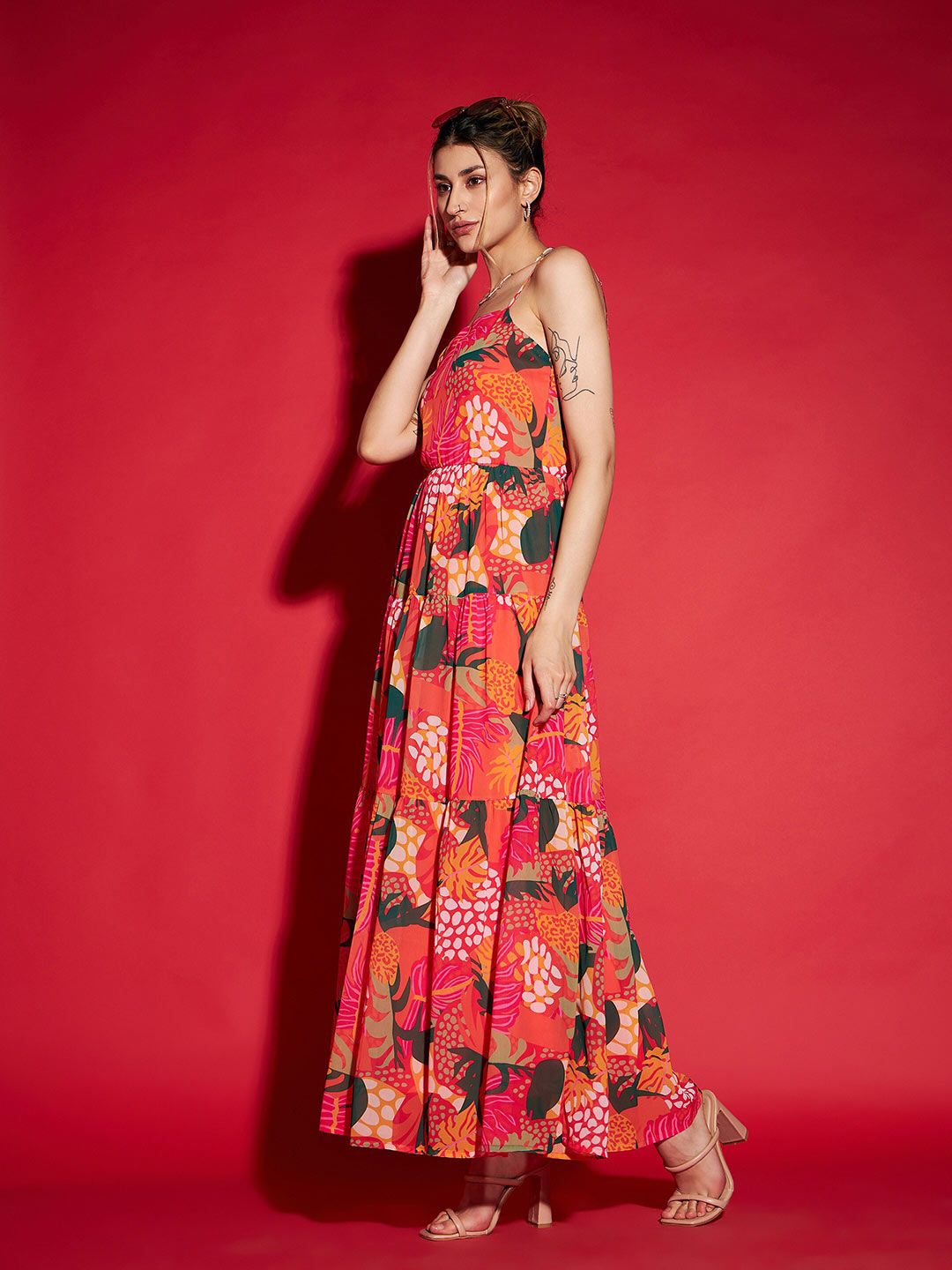 SASSAFRAS Floral Print Maxi Dress