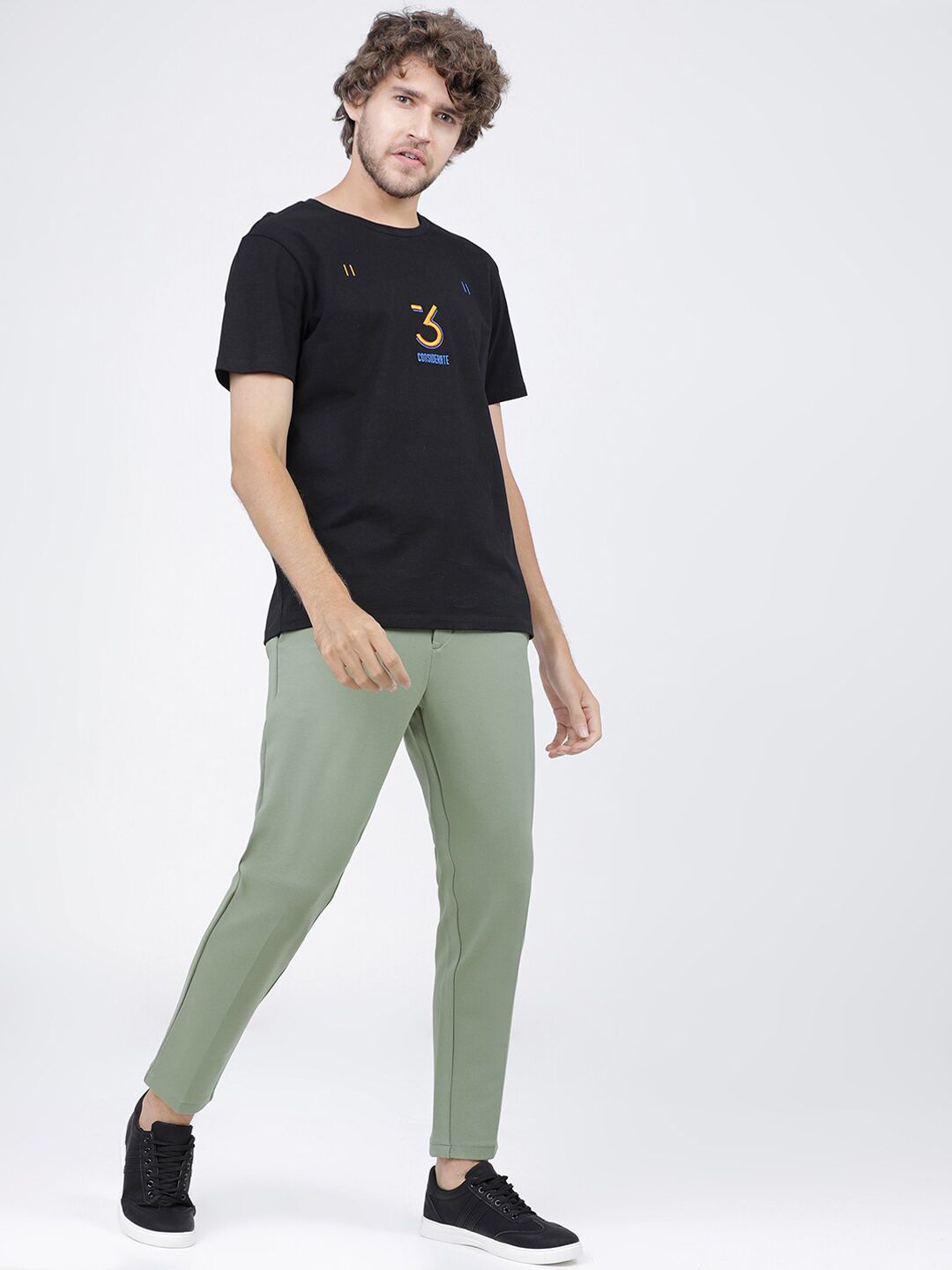 HIGHLANDER Men Green Solid Slim Fit Trousers