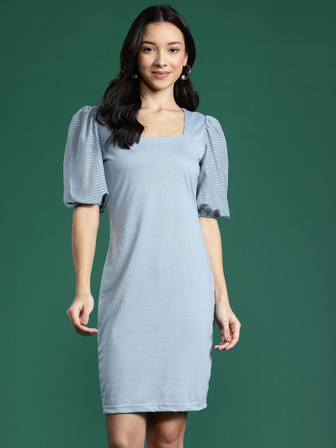 DressBerry Puff Sleeves Sheath Dress