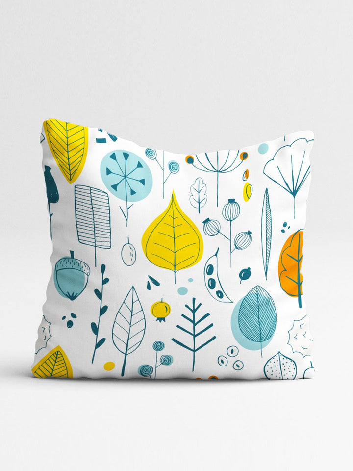 STITCHNEST Yellow & White Set of 5 Floral Square Cushion Covers