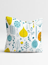 STITCHNEST Yellow & White Set of 5 Floral Square Cushion Covers