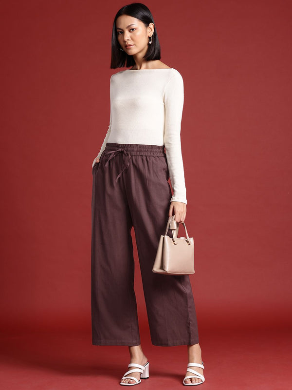 all about you Women Cropped Cotton Linen Trousers