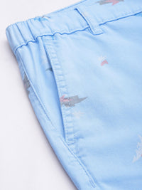 The Indian Garage Co Men Blue Abstract Printed Slim Fit Shorts