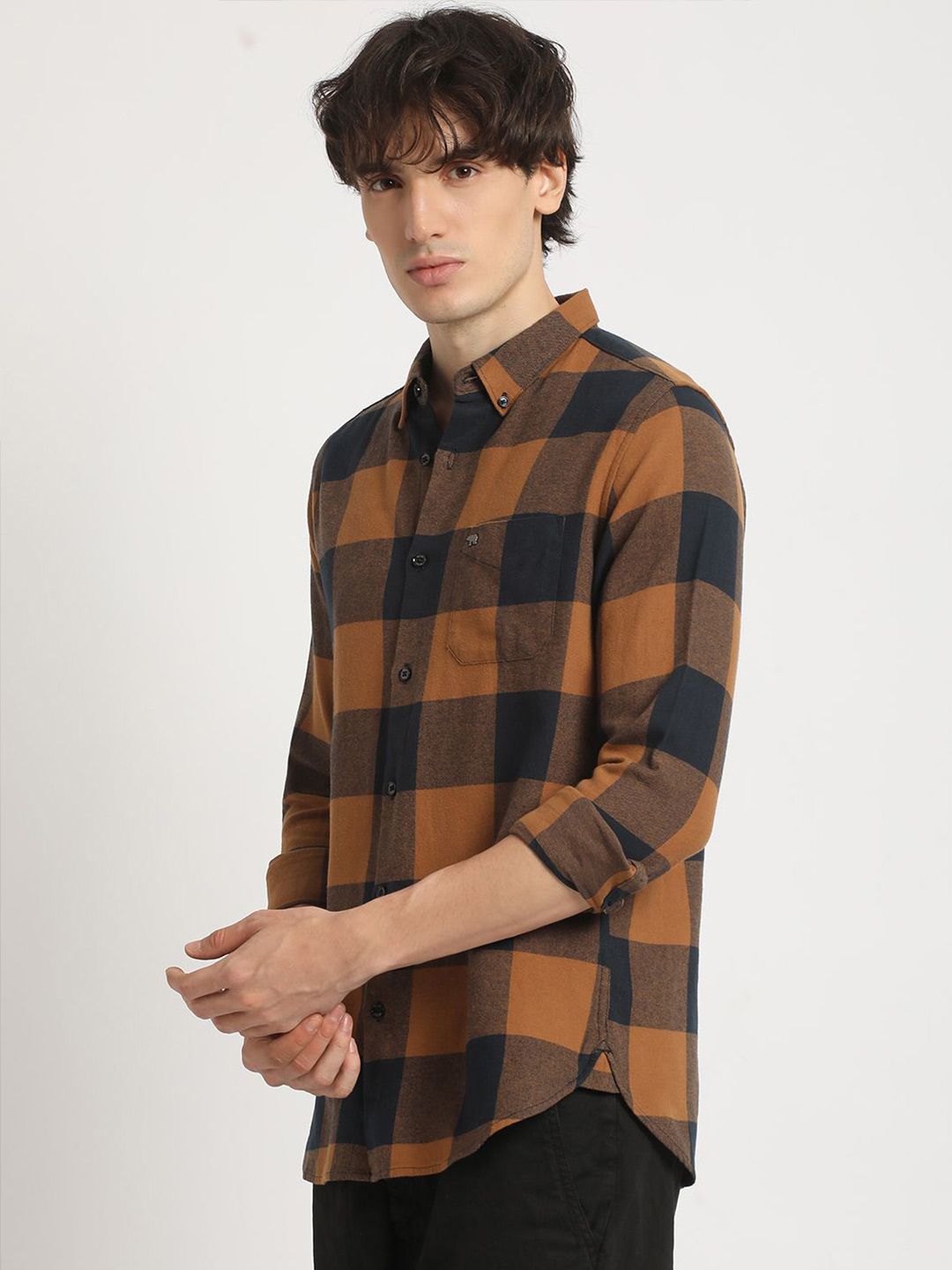 THE BEAR HOUSE Checked Slim Fit Pure Cotton Casual Shit
