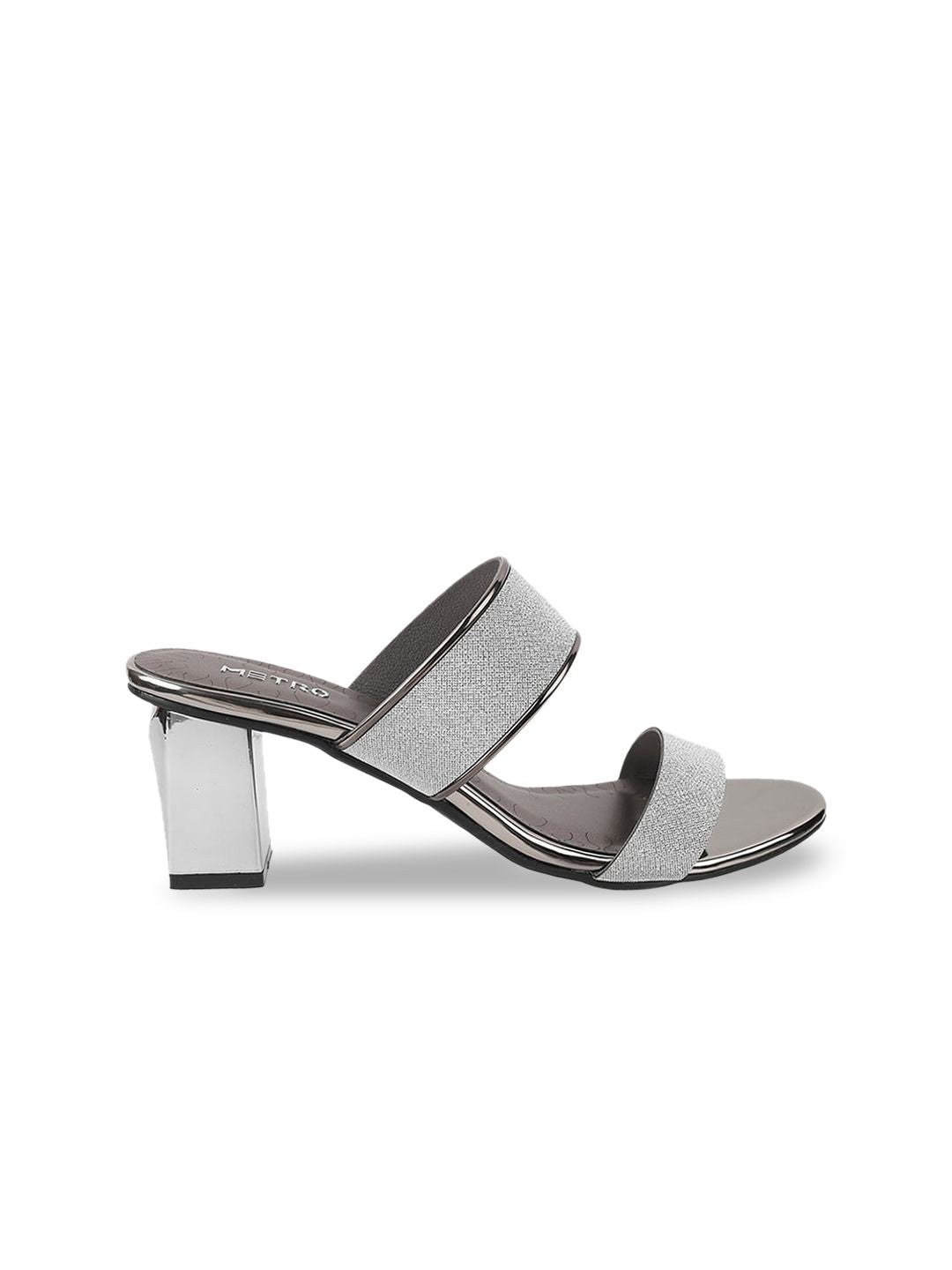 Metro Grey Embellished Block Heels