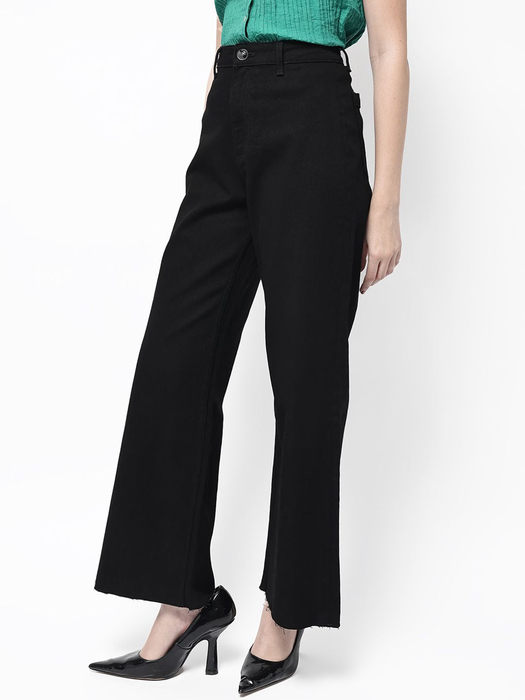 RAREISM Women Comfort Wide Leg High-Rise Stretchable Jeans