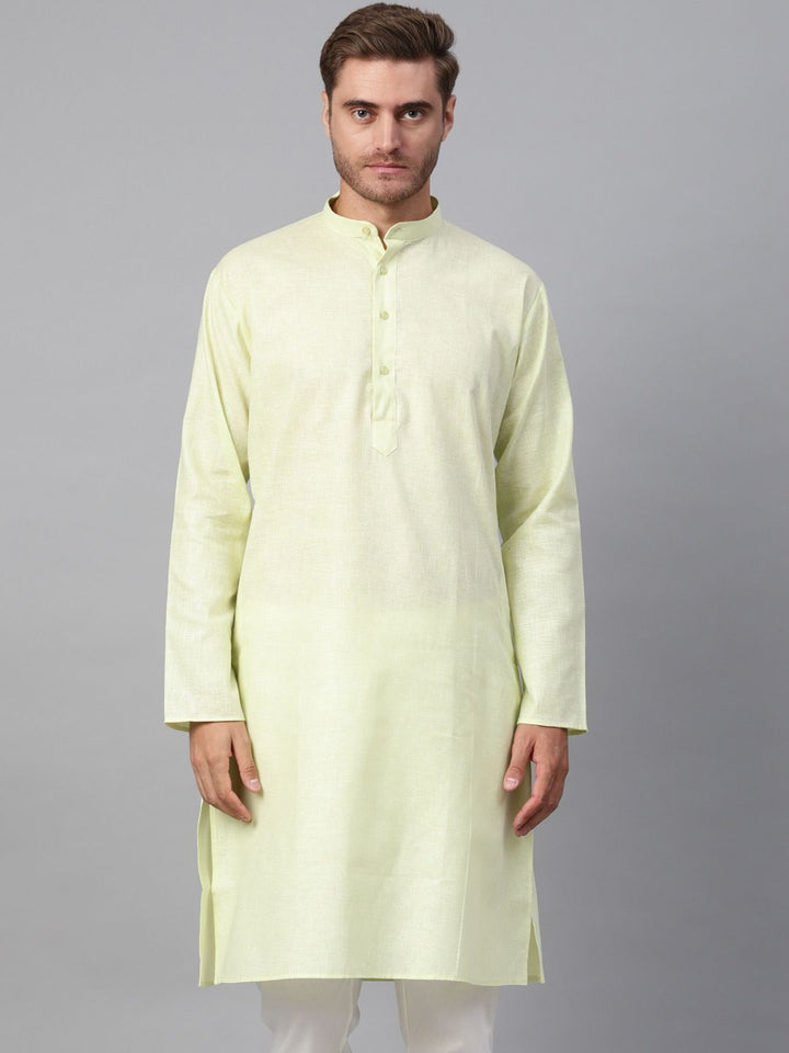 SOJANYA Kurta Lurus Pepejal Hijau Limau Lelaki