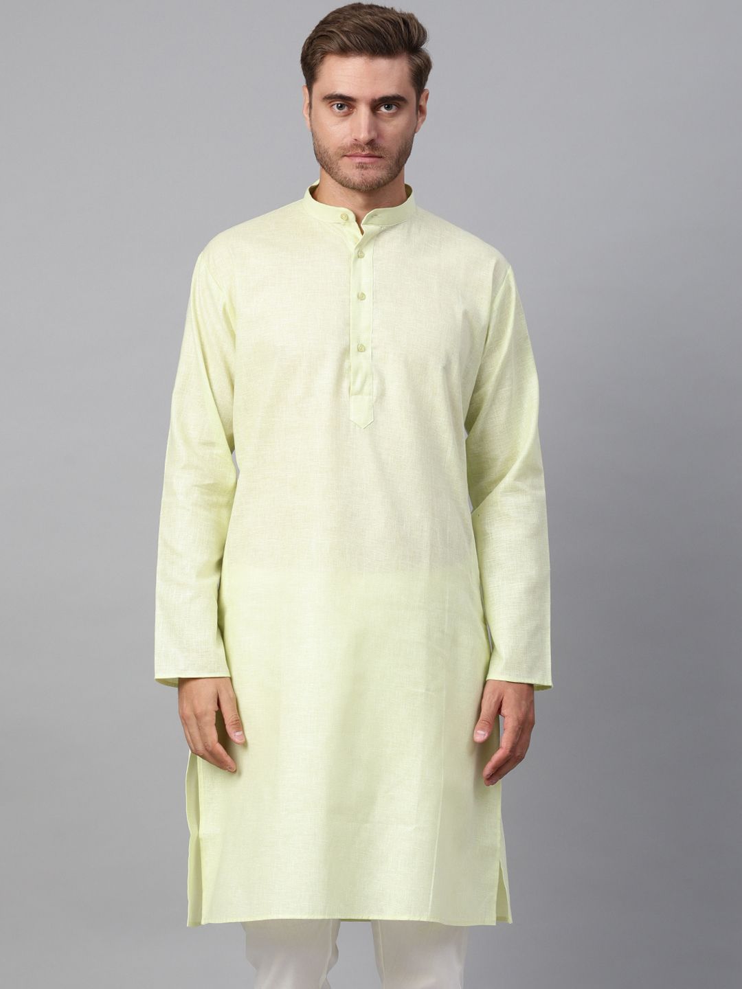 SOJANYA Kurta Lurus Pepejal Hijau Limau Lelaki