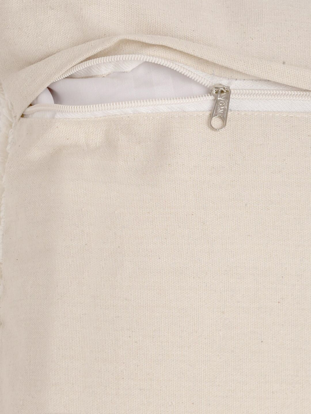 HOSTA HOMES Set Of 2 White & Peach Geometric Pure Cotton Square Cushion Covers