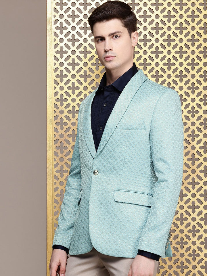 House of Pataudi Shawl Collar Single-Breasted Embellished Blazer