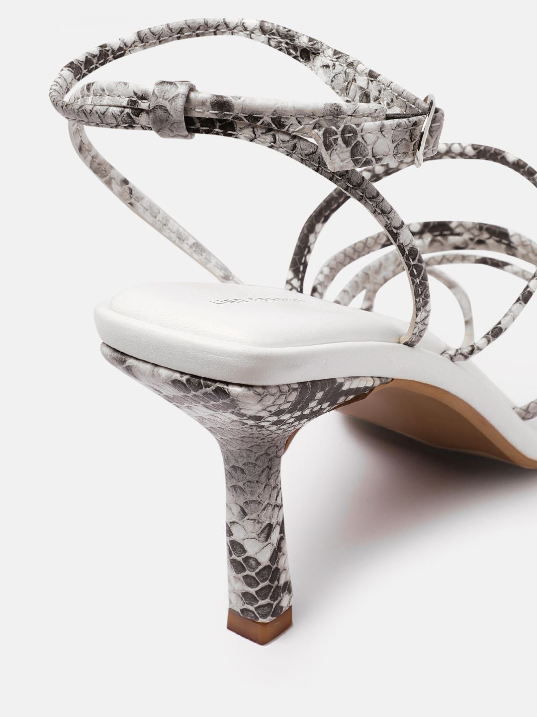 Lino Perros Snakeskin Print Strappy Slim Heels