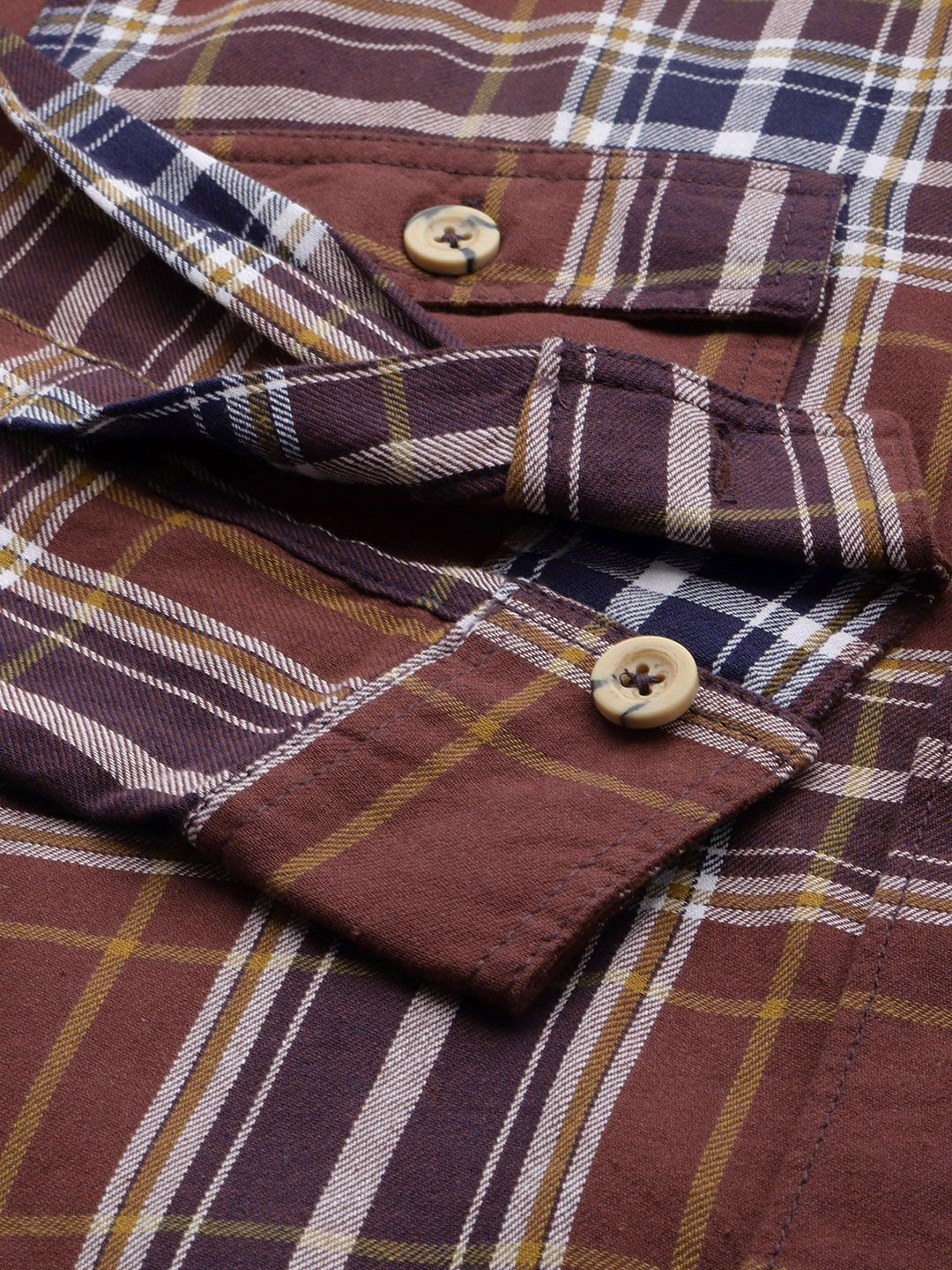 The Indian Garage Co Men Tartan Checked Cotton Casual Shirt