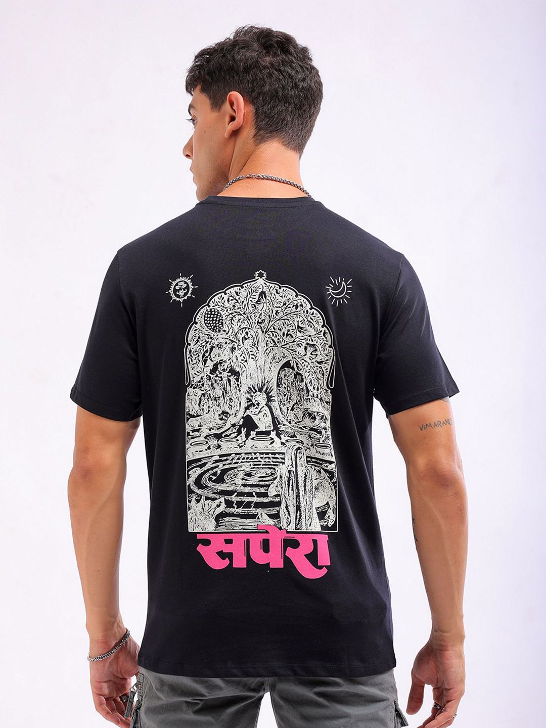 The Indian Garage Co Men Graphic Printed Round Neck Slim Fit T-shirt