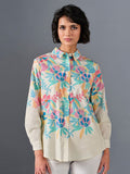 AND Floral Printed Cuffed Sleeves Cotton Shirt Style