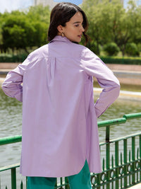 STREET 9 Lavender Comfort Oversized Pure Cotton Casual Shirt