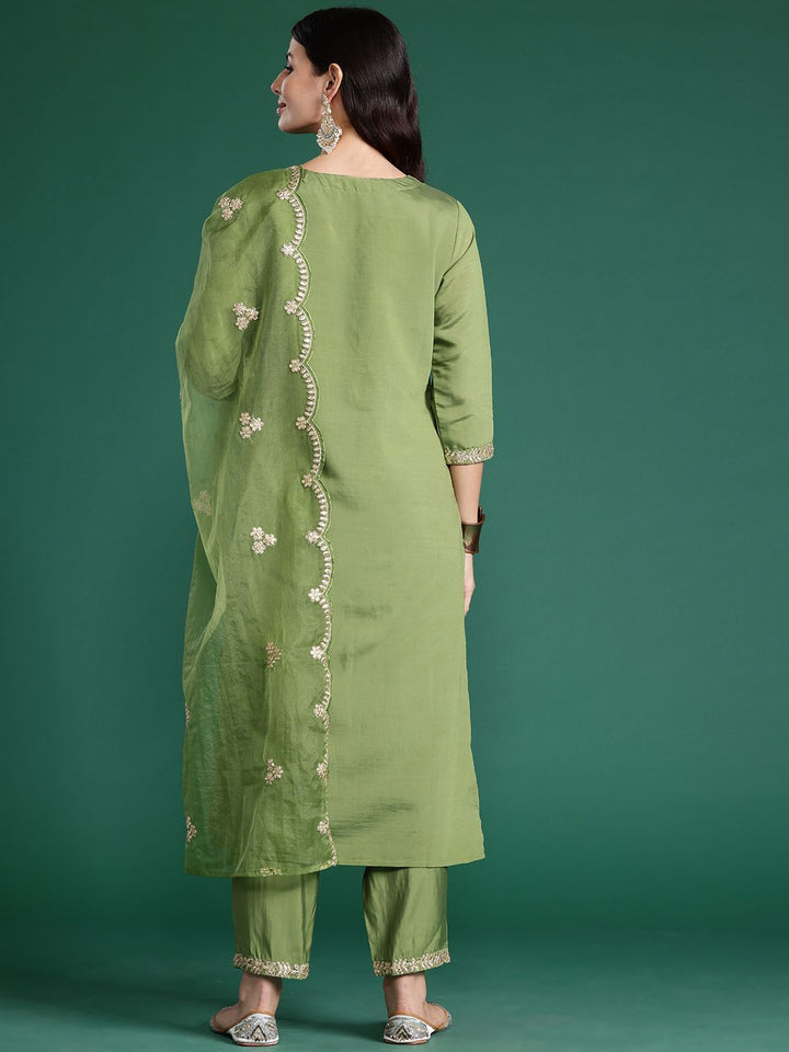 Indo Era Ethnic Motifs Embroidered Gotta Patti Kurta With Trousers & Dupatta
