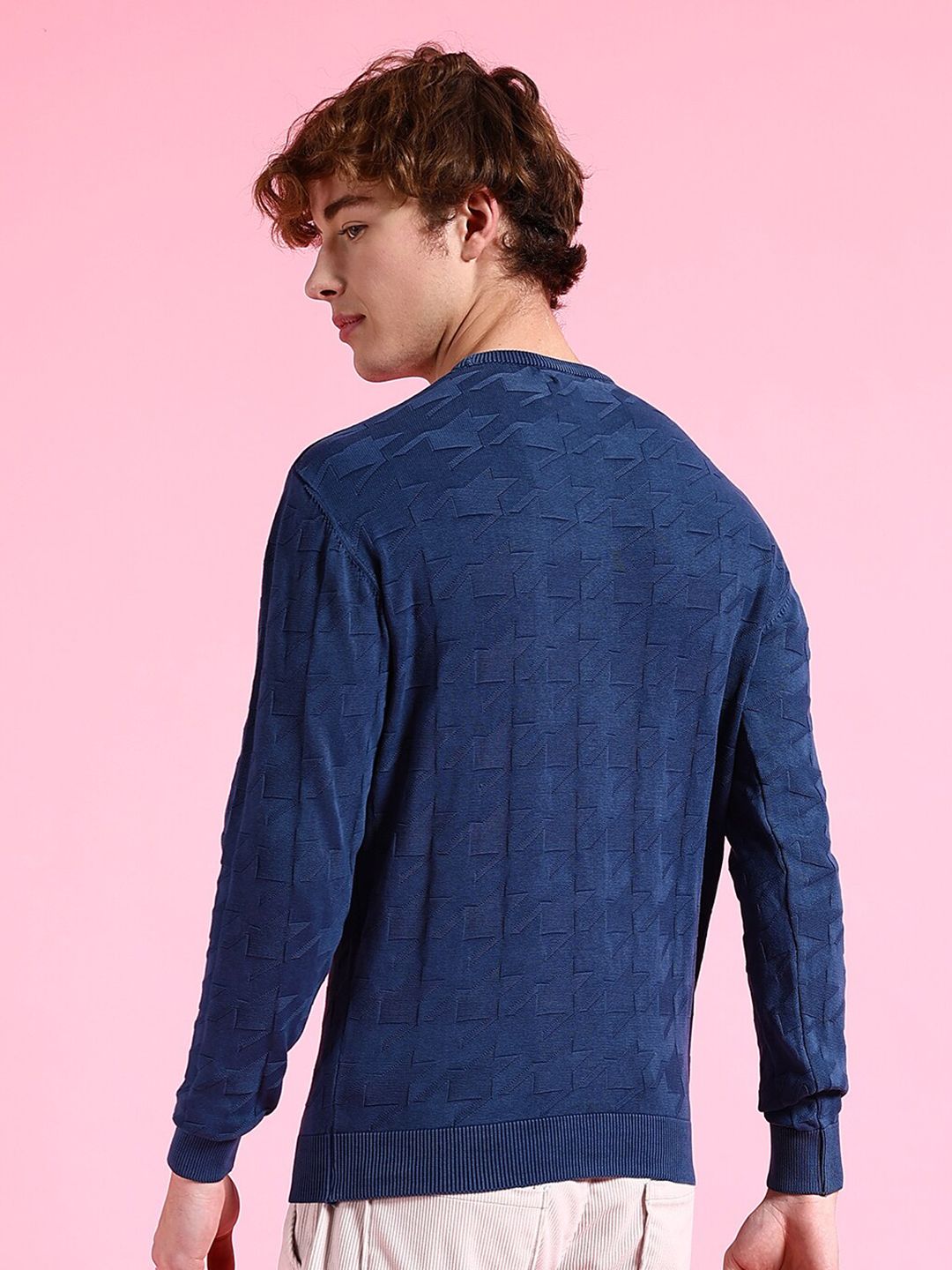 The Indian Garage Co Geometric Self Design Acrylic Pullover