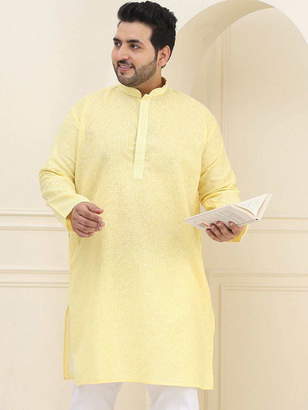SOJANYA PLUS Lelaki Pure Cotton Yellow Kurta