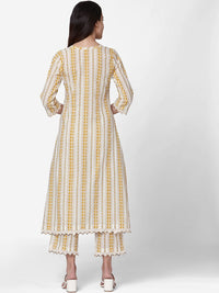 KALINI Geometric Printed Regular Pure Cotton Kurta With Trousers
