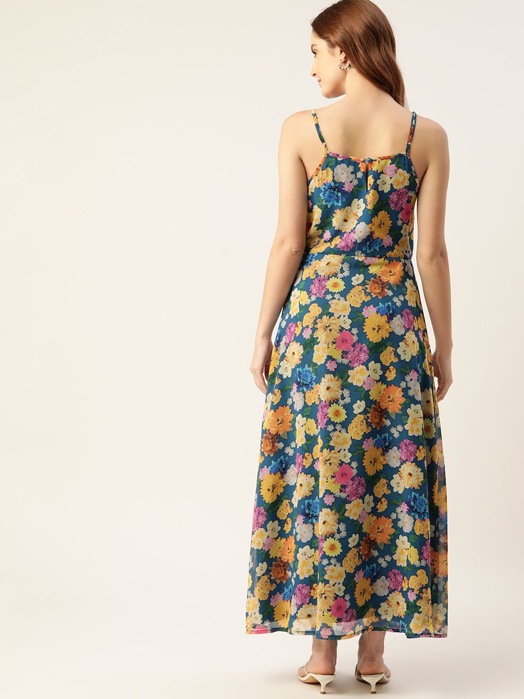 DressBerry Blue & Yellow Floral Maxi Dress