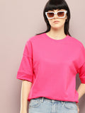 DILLINGER Women Oversized Drop Shoulder Ultra Soft Drapey Cotton Crew Neck T-Shirt