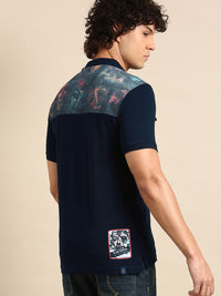 Being Human Men Typography Printed Polo Collar Pure Cotton Flap Pockets T-shirt