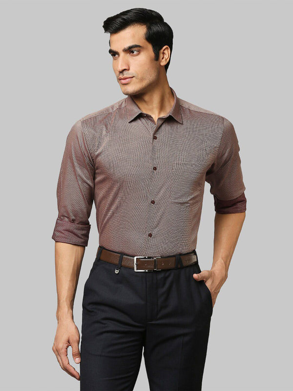 Park Avenue Men Brown Slim Fit Checked Cotton Formal Shirt