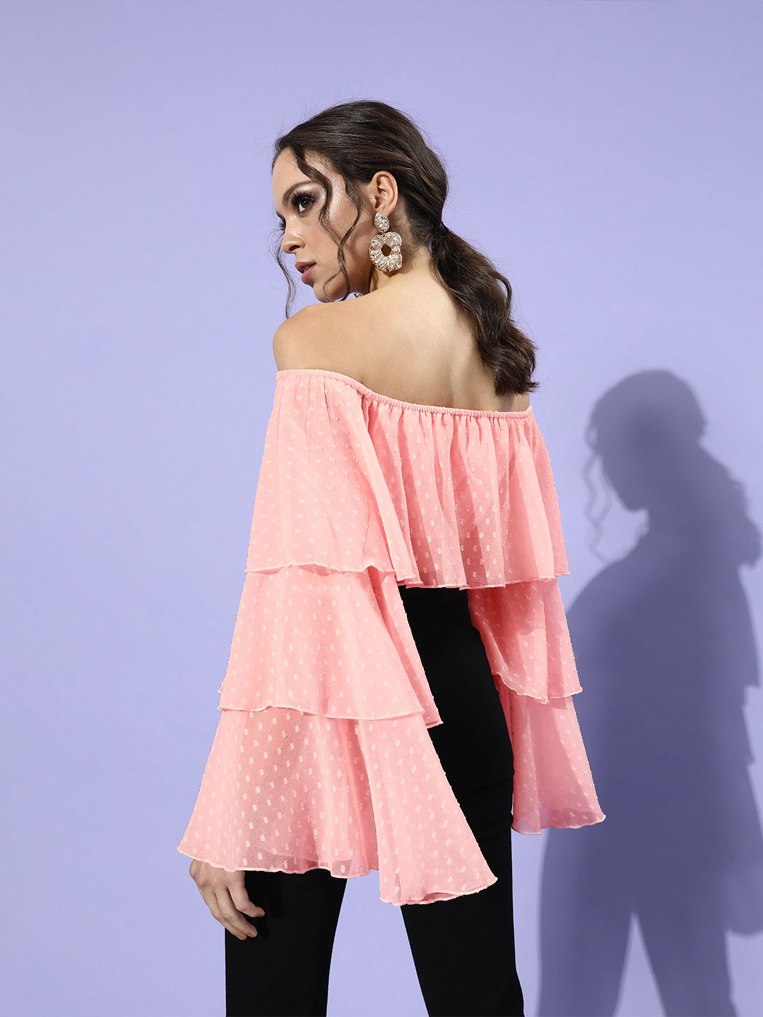 Berrylush Women Pretty Pink Solid Dobby Weave Top
