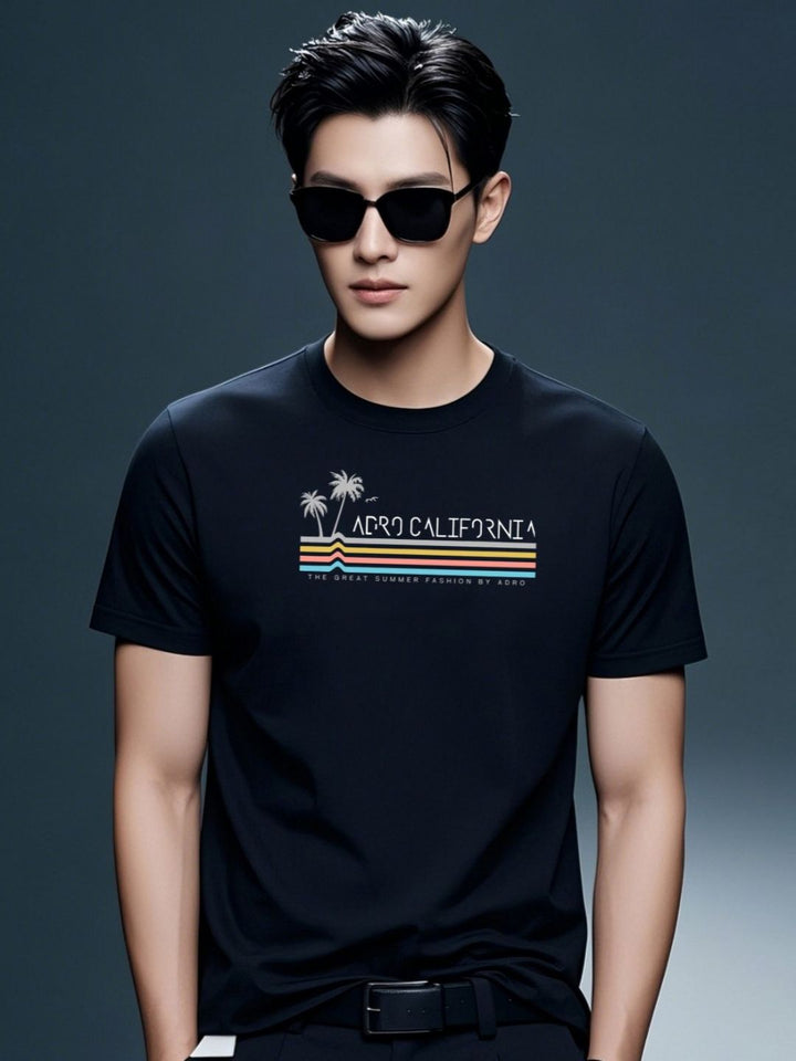 ADRO Typography Printed Round Neck Pure Cotton T-shirt