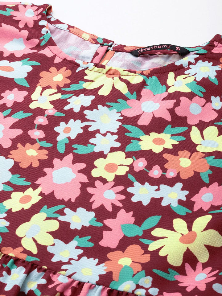 DressBerry Floral Print Bell Sleeves Top